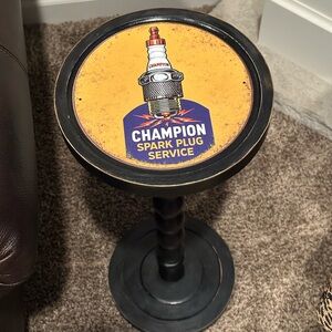 Champion Side Accent Table - Black with Yellow and Blue Logo Top